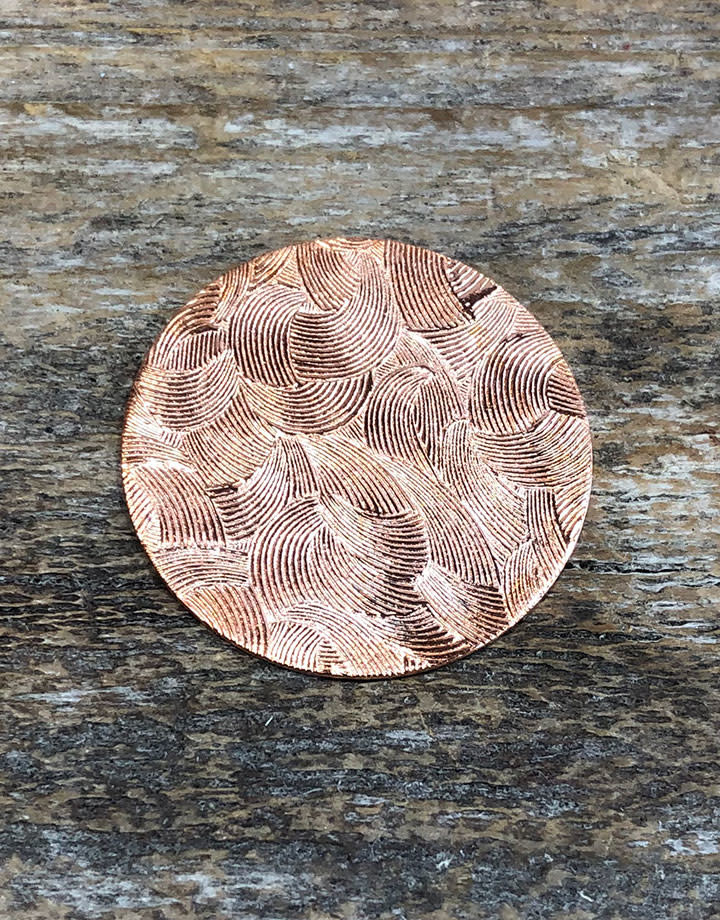 CSP652-1 = Pattern Copper Disc 1" x 24ga "Curvy" (Pkg/6)