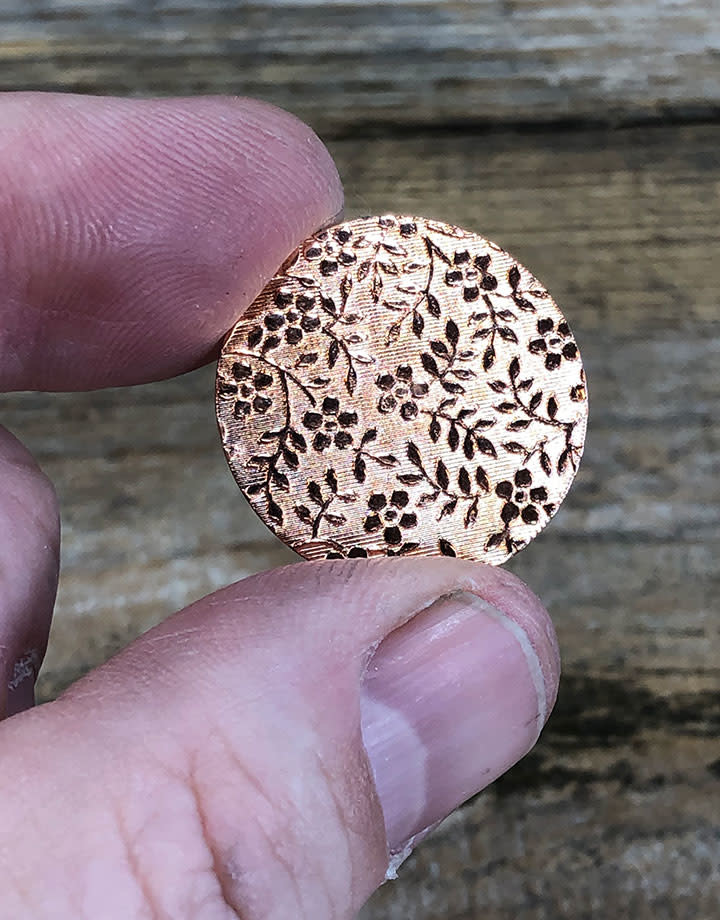 CSP647-1 = Pattern Copper Disc 1" x 24ga "Mini Floral" (Pkg/6)
