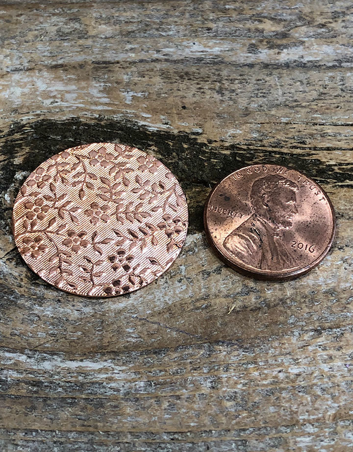 CSP647 = Pattern Copper Disc 1" x 24ga "Mini Floral" (Pkg/6)
