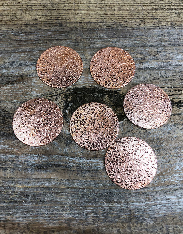 CSP647 = Pattern Copper Disc 1" x 24ga "Mini Floral" (Pkg/6)