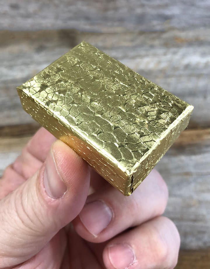 DBX2810G = BOXES - COTTON FILLED GOLD FOIL  1-7/8'' x 1-1/4'' x 5/8''   CASE 100