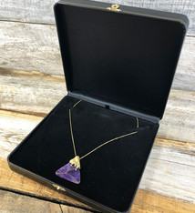 DBX1171 = Gold Latch Leatherette Necklace  Box