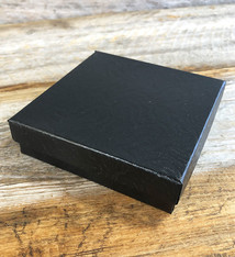 DBX2833B = BOXES - COTTON FILLED BLACK SWIRL  3-1/2'' x 3-1/2'' x 1''  CASE 100