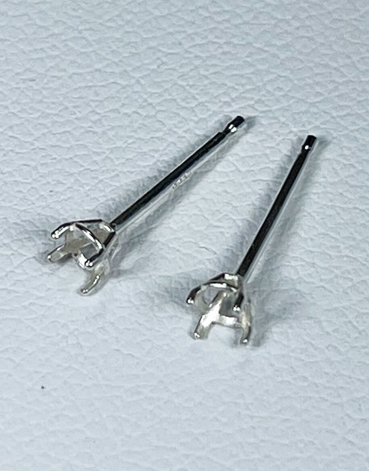 103S-3.0 = Sterling Cast Earring 4 Prong 3mm (Pair) Martini Glass Style