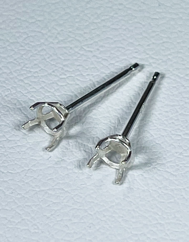 103S-4.0 = Sterling Cast Earring 4 Prong 4mm (Pair) Martini Glass Style