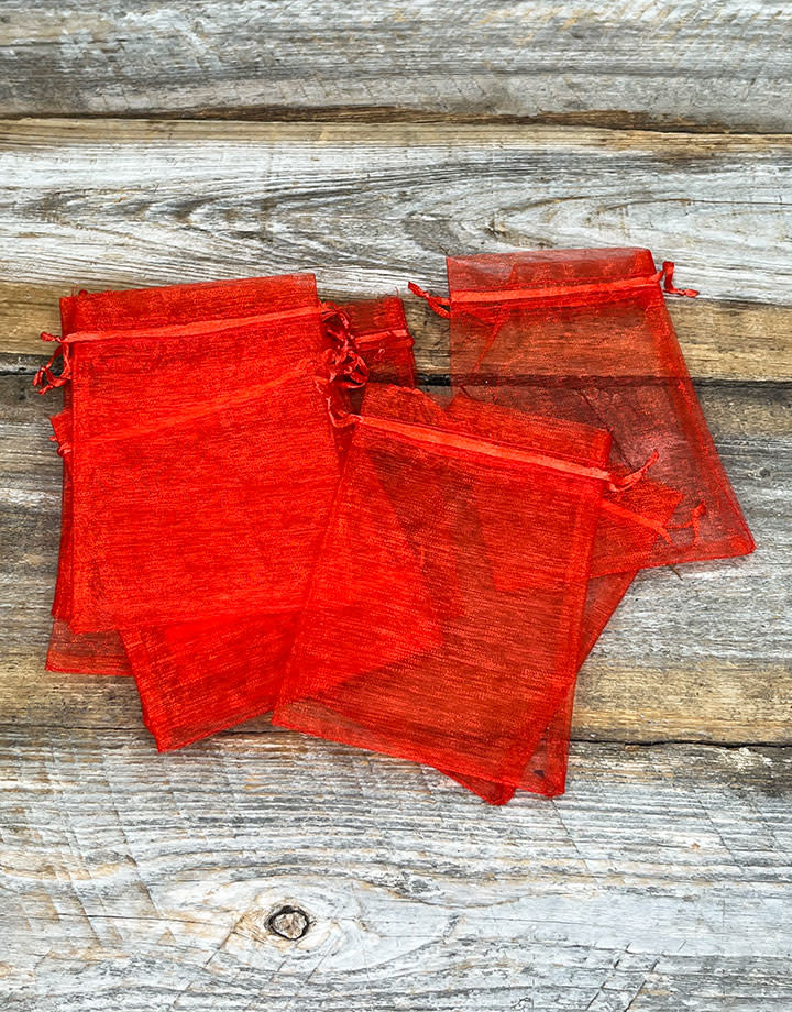 DBX1293R = Organza Drawstring Pouch Red 3"x4" (Dozen)