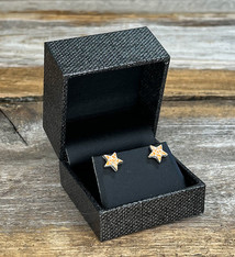 DBX3413 = Earring Box Premium Grey Mesh/Black Faux Leatherette