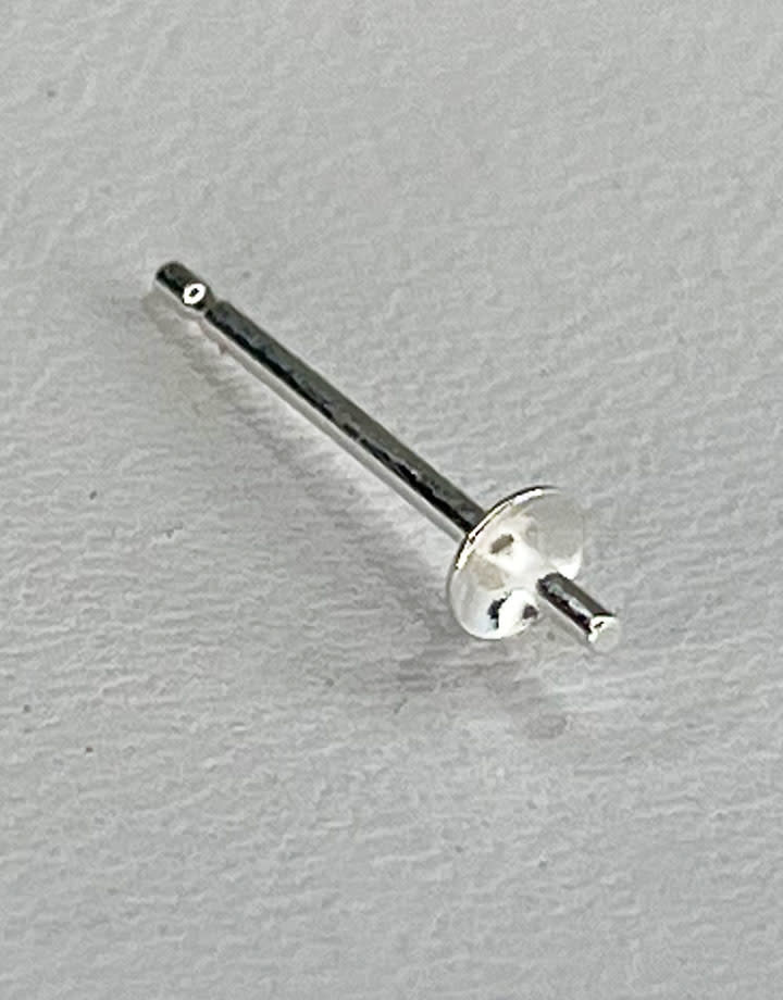 964S-23 = Earring Post & Cup 3mm with Peg - Sterling Silver (Pkg of 10)