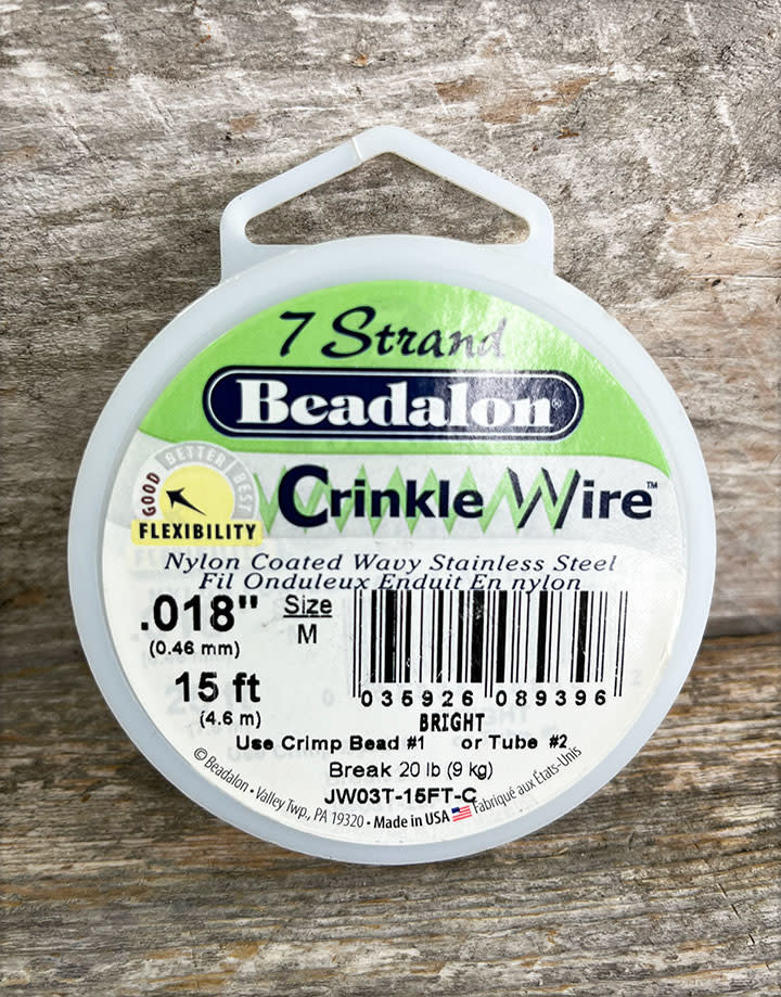 CD40718CW-15 = Beadalon 7  .018" CRINKLE WIRE BRIGHT 15 FT Spool
