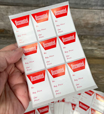 DTA2795 = Adhesive Labels "DISCOUNTED" 1-1/8" x 1" (Pkg of 500)