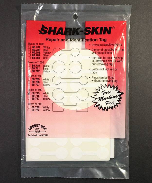 DTA6715 = White Shark Skin Dumbbell Tags 1-15/16'' x 5/8''  (Pkg of 500)