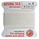 38.01208 = White Silk Beading Cord #8 on Card with Needle