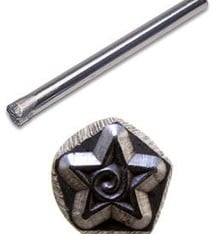 PN5086 = WHIMSICAL DESIGN STAMP  - Five pointed star with inner swirl