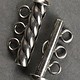 5003S-03 = Tube Clasp Sterling Silver Oxidized Twist with 3 Rings 4.3 x 22mm (Each)