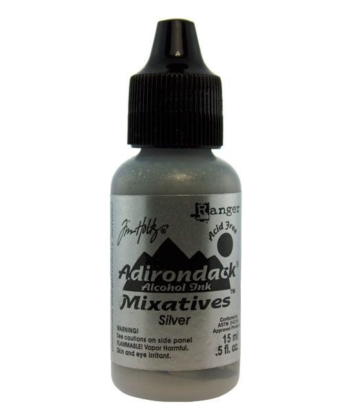 Tim Holtz Alcohol Ink PM4073 = Tim Holtz Adirondack Metallic Mixatives SILVER 0.5oz