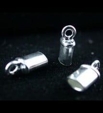 500S-31 = Sterling Silver - Chain End Cap Tube with Ring 1.7x3.4mm ID (Pkg/6)