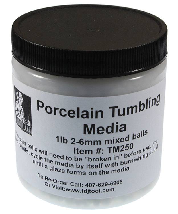 TM250 = Porcelain Balls Tumbling Media Mixed Sizes 2-6mm - 1lb Container