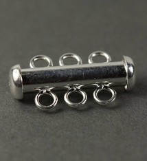 5000S-03 = Polished Tube Clasp with 3 Rings Sterling Silver 4.3x22mm (Each)