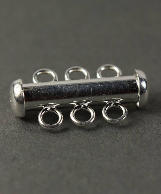 5000S-03 = Polished Tube Clasp with 3 Rings Sterling Silver 4.3x22mm (Each)