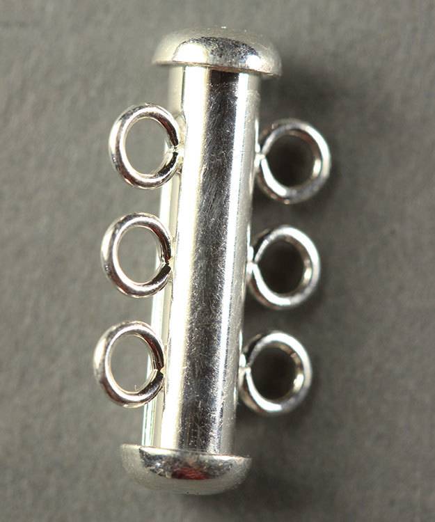 5000S-03 = Polished Tube Clasp with 3 Rings Sterling Silver 4.3x22mm (Each)