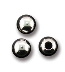 ABS-06 = Polished Round Bead (2 Hole, Lightweight) 6mm Sterling Silver (Pkg of 5)