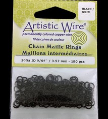 900AWB-14 = Artistic Wire Black Jump Ring 3.5mm ID (9/64'') 20ga