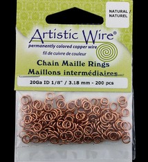 900AWN-13 = Artistic Wire Natural Copper Jump Ring 3.1mm ID (1/8'') 20ga