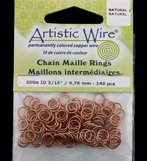 900AWN-17 = Artistic Wire Natural Copper Jump Ring 4.7mm ID (3/16'') 20ga
