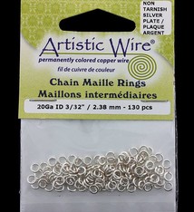 900AWS-11 = Artistic Wire Tarnish Resistant Silver Color Jump Ring 2.4mm ID (3/32'') 20ga