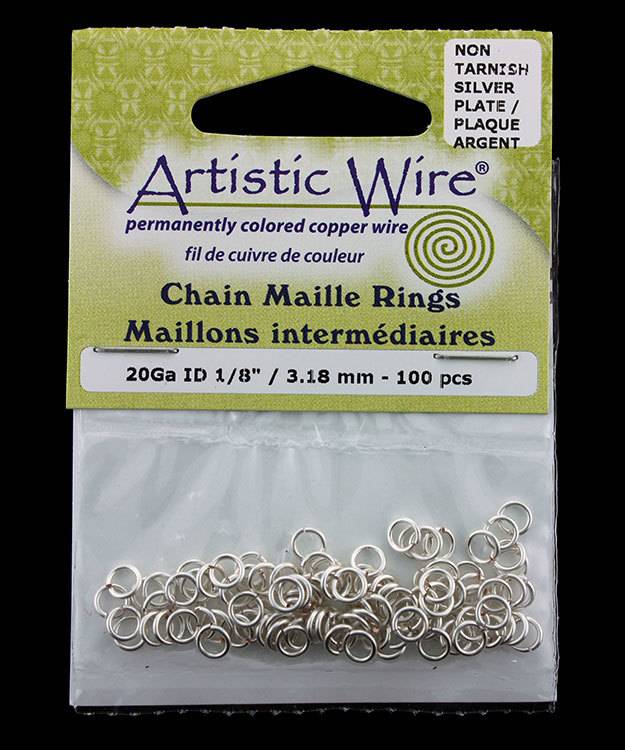 900AWS-13 = Artistic Wire Tarnish Resistant Silver Color Jump Ring 3.1mm ID (1/8'') 20ga