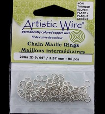 900AWS-14 = Artistic Wire Tarnish Resistant Silver Color Jump Ring 3.5mm ID (9/64'') 20ga