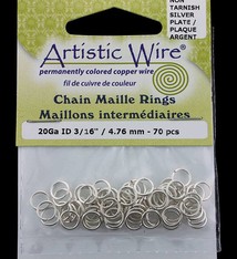 900AWS-17 = Artistic Wire Tarnish Resistant Silver Color Jump Ring 4.7mm ID (3/16'') 20ga