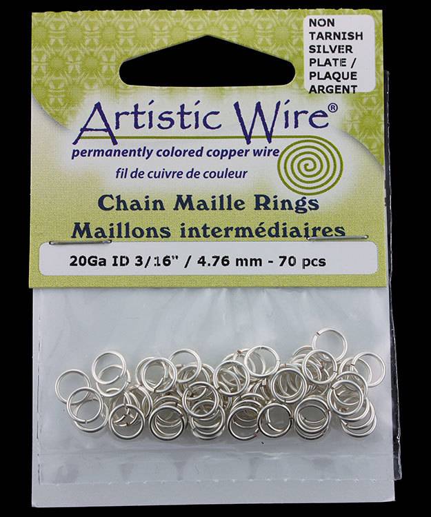 900AWS-17 = Artistic Wire Tarnish Resistant Silver Color Jump Ring 4.7mm ID (3/16'') 20ga