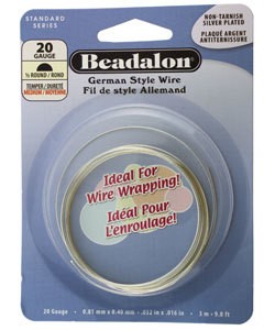 WR5620S = Beadalon German Style Wire 20ga 1/2 RD SILVER COLOR 3 METER COIL