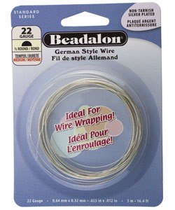 WR5622S = Beadalon German Style Wire 22ga 1/2 RD SILVER PLATED 5 METER COIL