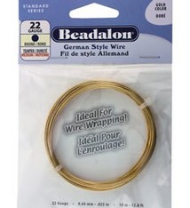 WR5522G = Beadalon German Style Wire 22ga Round Gold Color 10 Meter Coil