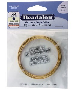 WR5522G = Beadalon German Style Wire 22ga Round Gold Color 10 Meter Coil