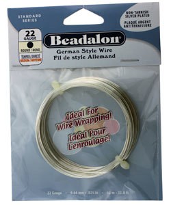 WR5522S = Beadalon German Style Wire 22ga ROUND SILVER PLATED 10 METER COIL