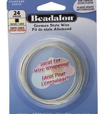 WR5724S = Beadalon German Style Wire 24ga SQUARE SILVER PLATED 4 METER COIL