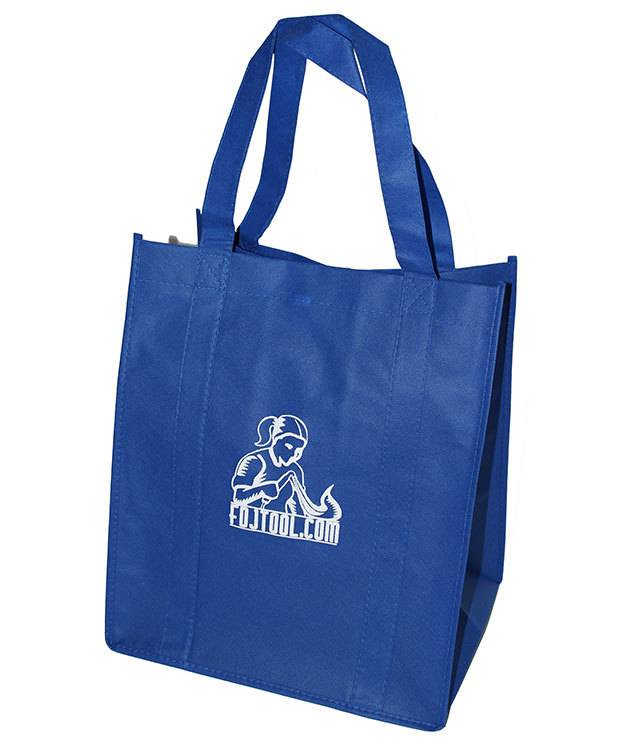 FDJ-BAG02 = Blue Canvas Shopping Tote with FDJ Imprint 14.5''x13''x10''