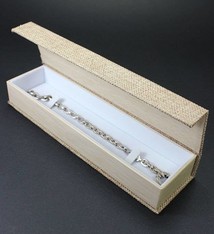DBX3053 = Burlap Deluxe Magnetic Bracelet/Watch Box 8-3/4'' x 2-1/4'' x 1'' (Each)