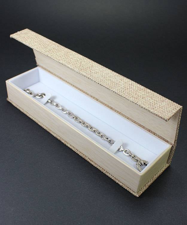 DBX3053 = Burlap Deluxe Magnetic Bracelet/Watch Box 8-3/4'' x 2-1/4'' x 1'' (Each)