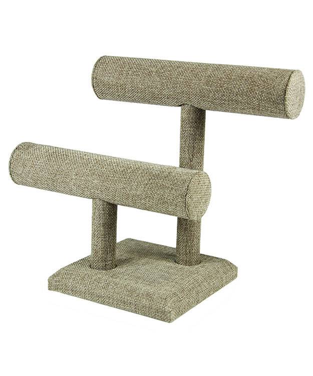 DBR3181 = Burlap Double Bar Bracelet Stand 10''W x 8-1/8''H