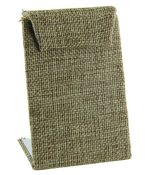 DER302 = Burlap Earring Stand with Flap 2-3/8'' x 1-1/2'' x 3-3/8'' high (Pkg of 3)