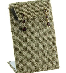 DER302 = Burlap Earring Stand with Flap 2-3/8'' x 1-1/2'' x 3-3/8'' high (Pkg of 3)
