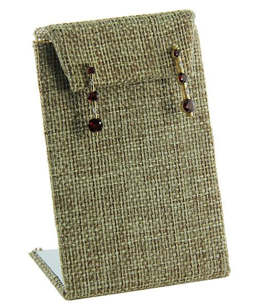 DER302 = Burlap Earring Stand with Flap 2-3/8'' x 1-1/2'' x 3-3/8'' high (Pkg of 3)