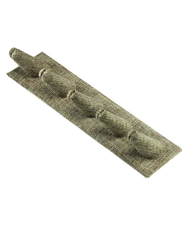 DRG3245 = Burlap Five Ring Finger Display 8'' x 2-1/2'' x 2-1/8''H