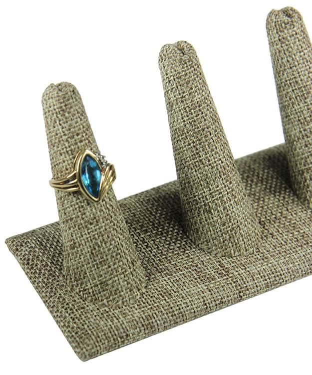 DRG3245 = Burlap Five Ring Finger Display 8'' x 2-1/2'' x 2-1/8''H