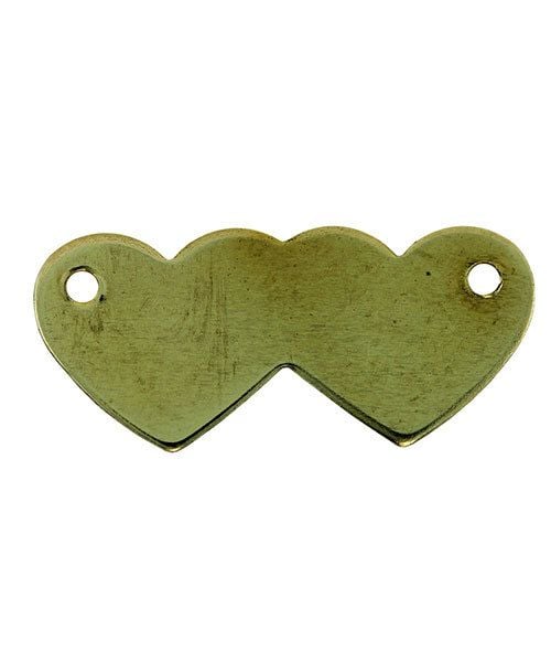 MSBR70624 = Brass Shape - Double Heart with Holes 8 x 18mm (Pkg of 6)