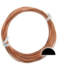 CHRW16H = Copper Wire Half Round 16ga 1.30mm Half Hard (Approx. 40ft)